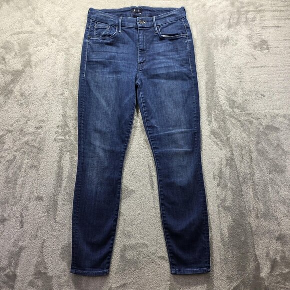 MOTHER Jeans Womens 28 High Waisted Looker Ankle Skinny Stretch Blue Made in USA - Picture 1 of 11